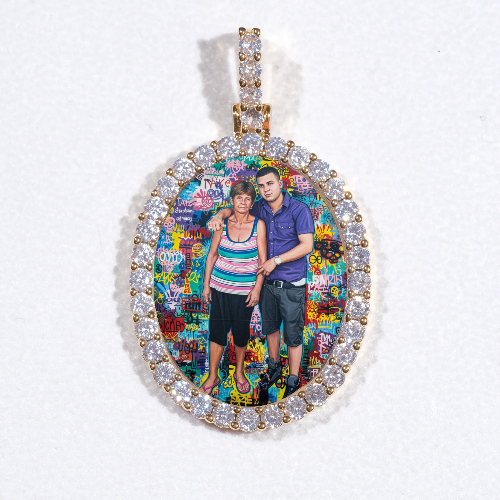 3D Oval Custom Picture Pendant