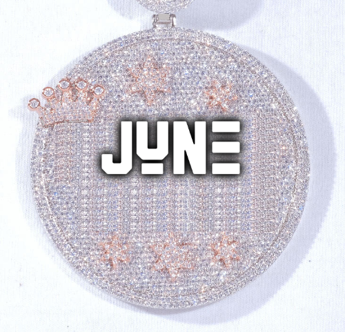 CUSTOM LETTER NECKLACE 3D BIG CROWN DISC