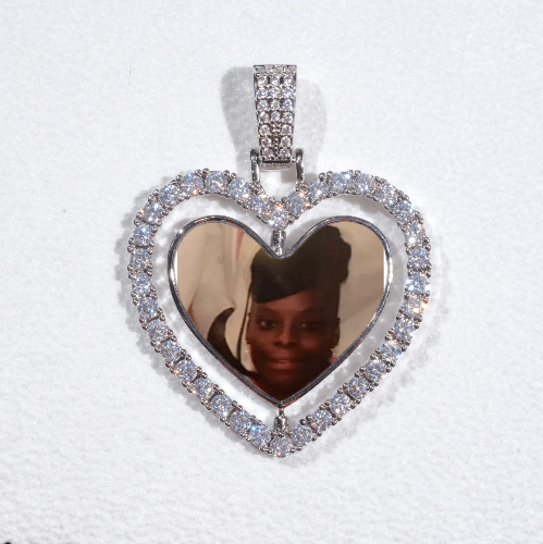 3D Spinning 2-Faced Heart Custom Picture Pendant