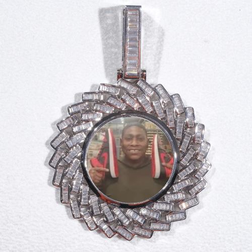 Large 3D Baguette Custom Picture Pendant