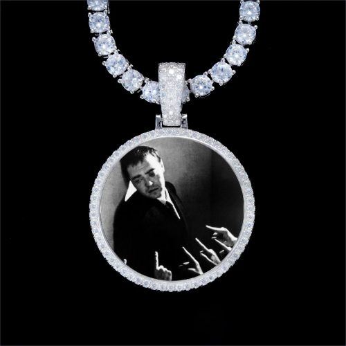 925S & VVS Moissanite 3D Circle Custom Picture Pendant
