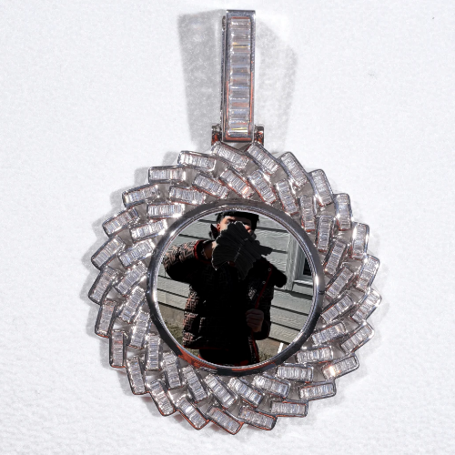 Large 3D Baguette Custom Picture Pendant