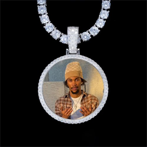 925S & VVS Moissanite 3D Circle Custom Picture Pendant