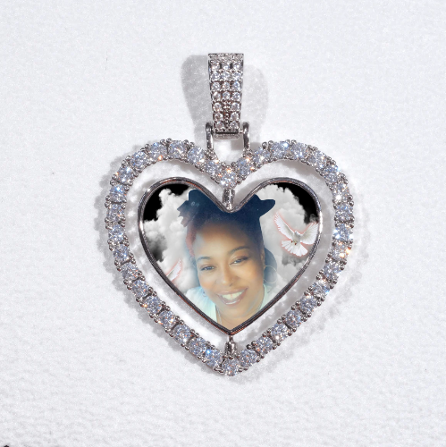 3D Spinning 2-Faced Heart Custom Picture Pendant