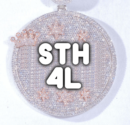 CUSTOM LETTER NECKLACE 3D BIG CROWN DISC