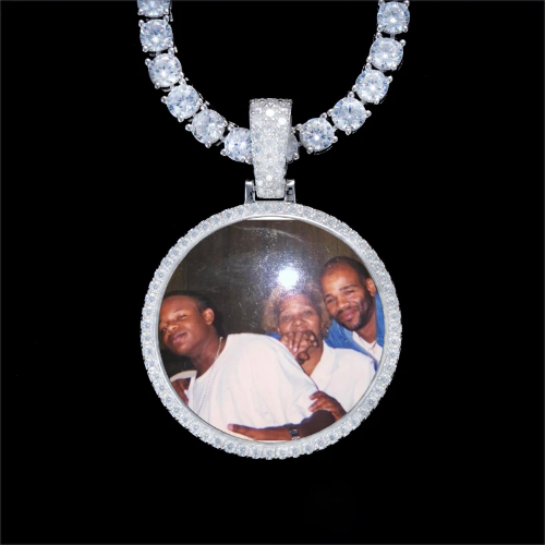 925S & VVS Moissanite 3D Circle Custom Picture Pendant