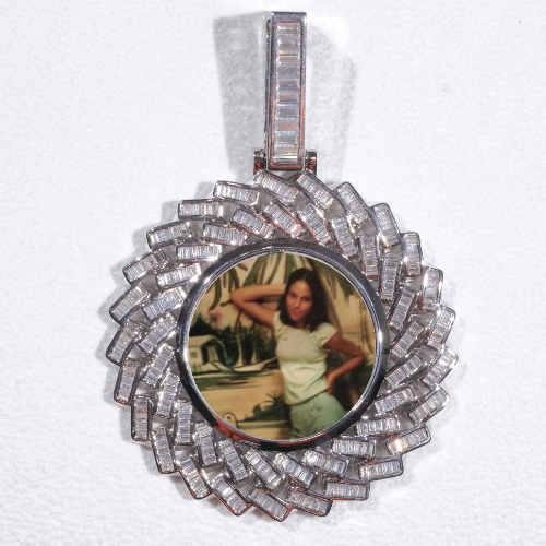 Large 3D Baguette Custom Picture Pendant