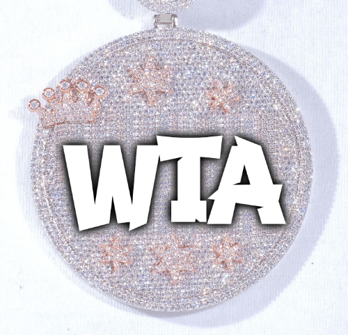 CUSTOM LETTER NECKLACE 3D BIG CROWN DISC