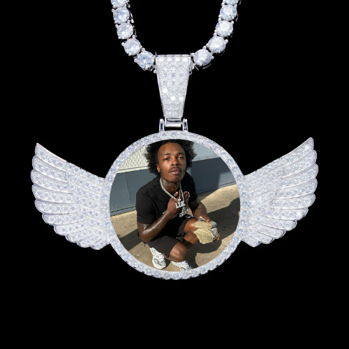 925S & VVS Moissanite 3D Wing Custom Picture Pendant