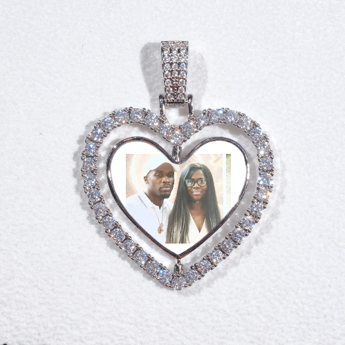3D Spinning 2-Faced Heart Custom Picture Pendant