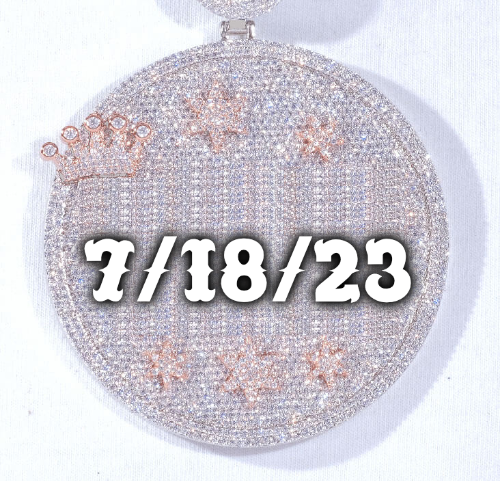 CUSTOM LETTER NECKLACE 3D BIG CROWN DISC