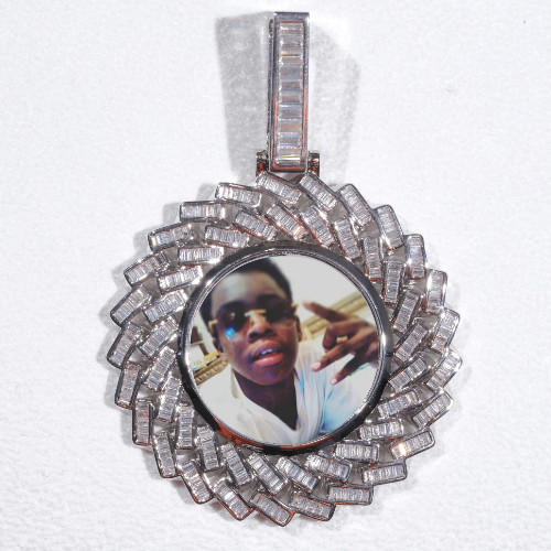 Large 3D Baguette Custom Picture Pendant
