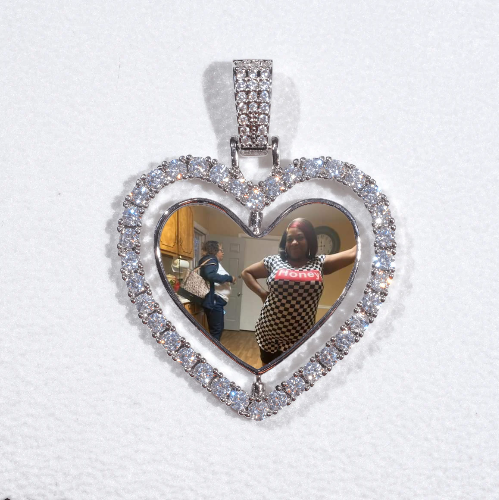 3D Spinning 2-Faced Heart Custom Picture Pendant