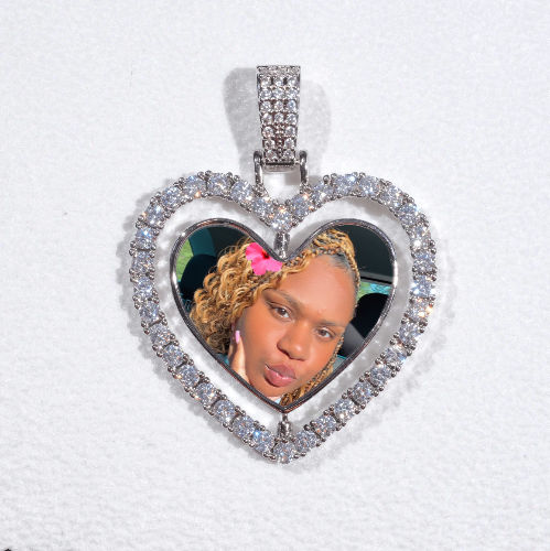 3D Spinning 2-Faced Heart Custom Picture Pendant
