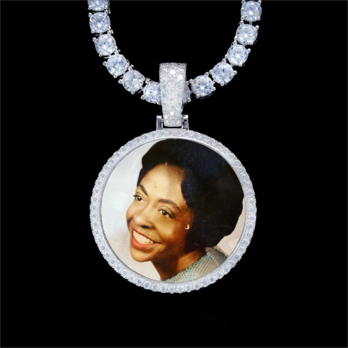 925S & VVS Moissanite 3D Circle Custom Picture Pendant