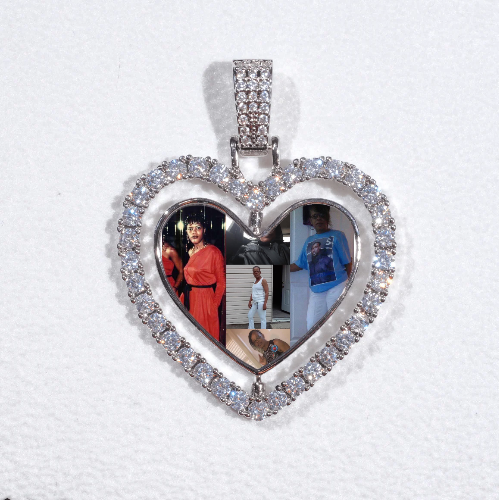 3D Spinning 2-Faced Heart Custom Picture Pendant