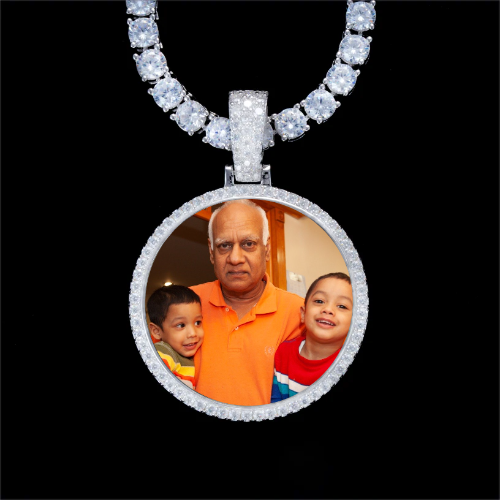 925S & VVS Moissanite 3D Circle Custom Picture Pendant
