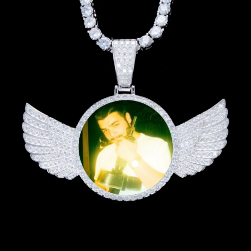 925S & VVS Moissanite 3D Wing Custom Picture Pendant