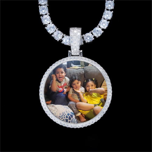 925S & VVS Moissanite 3D Circle Custom Picture Pendant