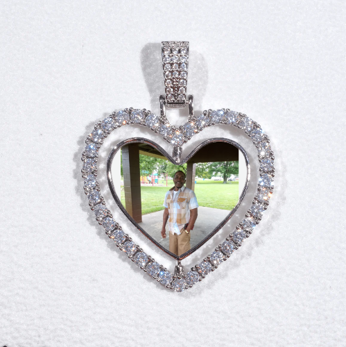 3D Spinning 2-Faced Heart Custom Picture Pendant
