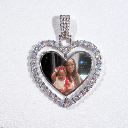 3D Spinning 2-Faced Heart Custom Picture Pendant