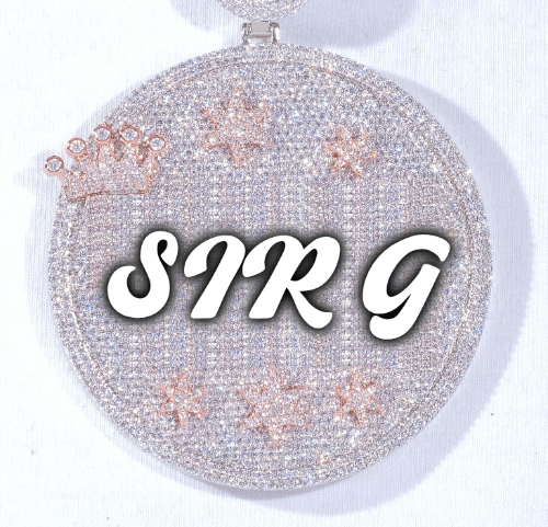 CUSTOM LETTER NECKLACE 3D BIG CROWN DISC