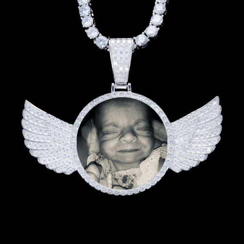 925S & VVS Moissanite 3D Wing Custom Picture Pendant