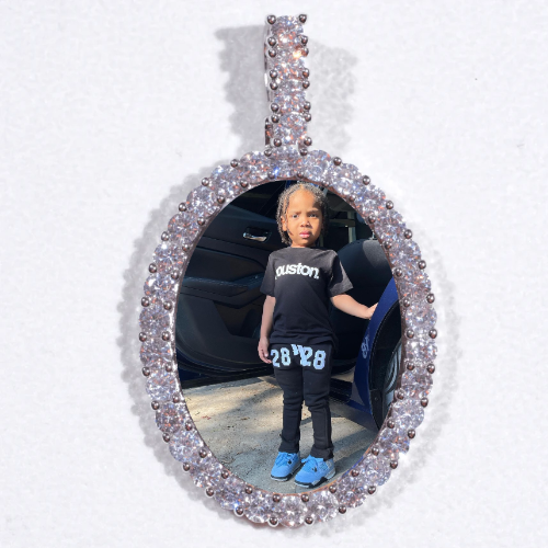 Large 3D Oval Custom Picture Pendant