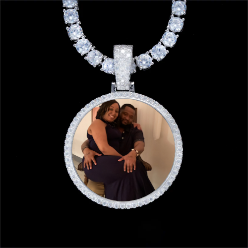 925S & VVS Moissanite 3D Circle Custom Picture Pendant