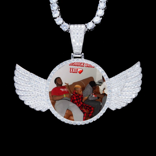 925S & VVS Moissanite 3D Wing Custom Picture Pendant
