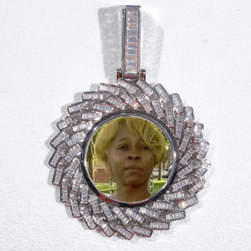 Large 3D Baguette Custom Picture Pendant