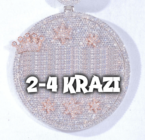 CUSTOM LETTER NECKLACE 3D BIG CROWN DISC