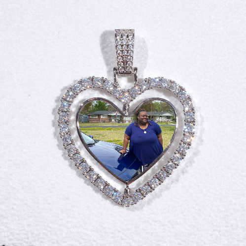 3D Spinning 2-Faced Heart Custom Picture Pendant