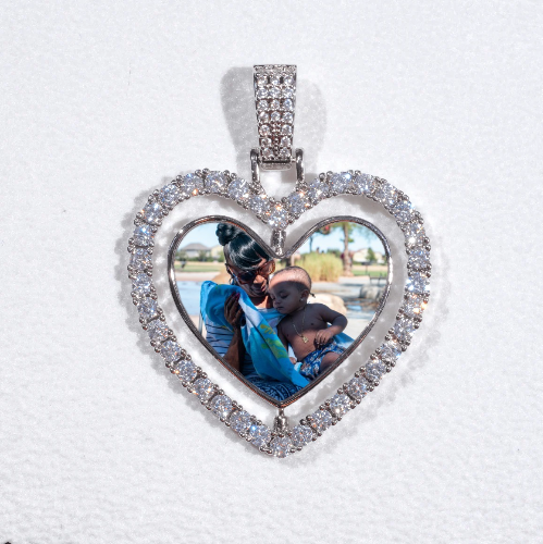 3D Spinning 2-Faced Heart Custom Picture Pendant