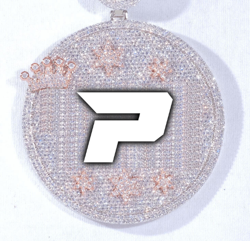 CUSTOM LETTER NECKLACE 3D BIG CROWN DISC