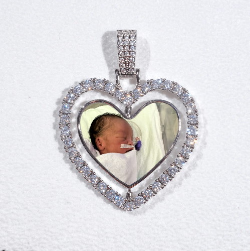 3D Spinning 2-Faced Heart Custom Picture Pendant
