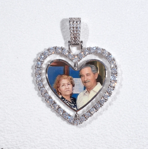 3D Spinning 2-Faced Heart Custom Picture Pendant