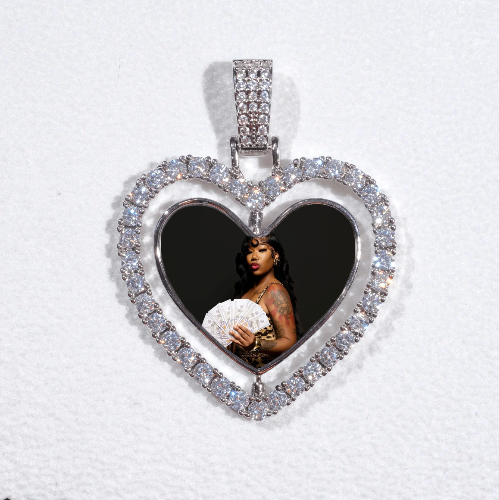 3D Spinning 2-Faced Heart Custom Picture Pendant