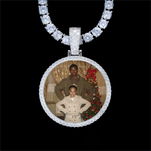 925S & VVS Moissanite 3D Circle Custom Picture Pendant