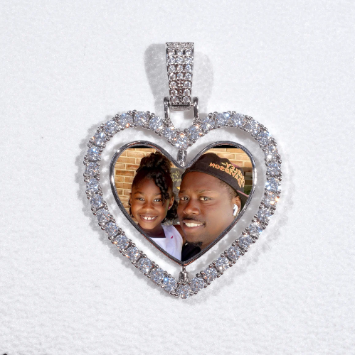 3D Spinning 2-Faced Heart Custom Picture Pendant