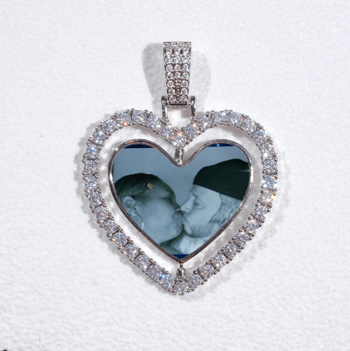 3D Spinning 2-Faced Heart Custom Picture Pendant
