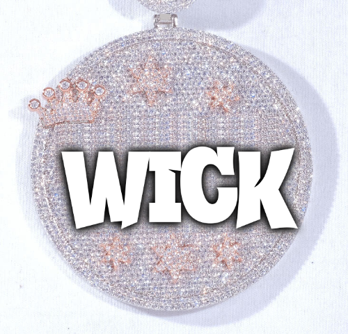 CUSTOM LETTER NECKLACE 3D BIG CROWN DISC