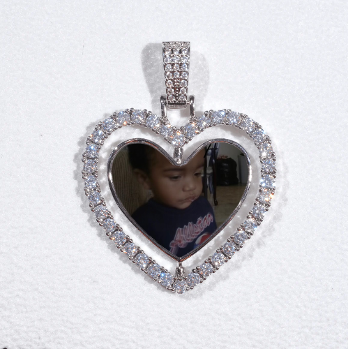 3D Spinning 2-Faced Heart Custom Picture Pendant