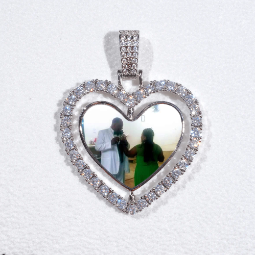 3D Spinning 2-Faced Heart Custom Picture Pendant