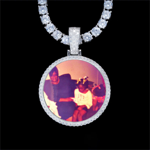 925S & VVS Moissanite 3D Circle Custom Picture Pendant