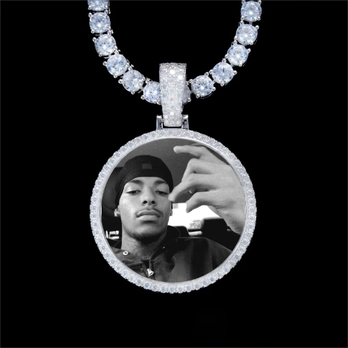 925S & VVS Moissanite 3D Circle Custom Picture Pendant