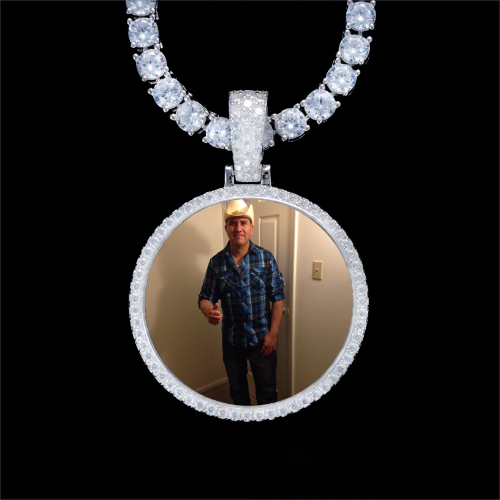 925S & VVS Moissanite 3D Circle Custom Picture Pendant