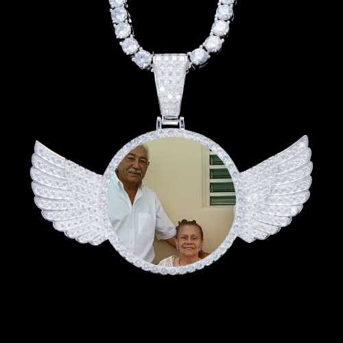 925S & VVS Moissanite 3D Wing Custom Picture Pendant
