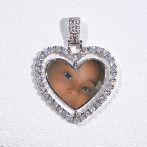 3D Spinning 2-Faced Heart Custom Picture Pendant