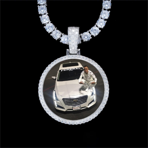 925S & VVS Moissanite 3D Circle Custom Picture Pendant